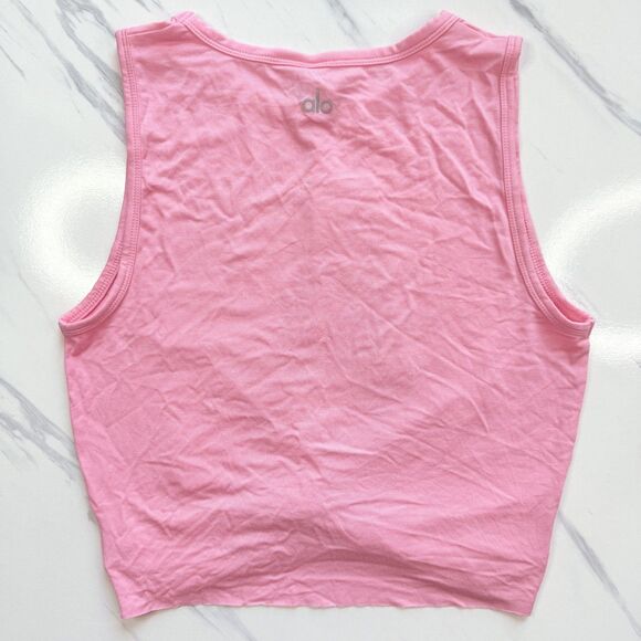 NWT Alo Yoga Cover Tank Twist Front Soft Cropped Sleeveless Athletic Pink Top S - Picture 6 of 10